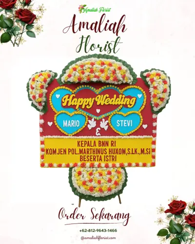 Karangan Papan Bunga Pernikahan di Semingkir